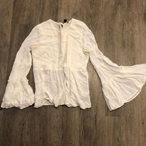 Smocked Long bell sleeve top